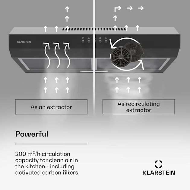 Кухонная вытяжка Klarstein Contempo 60 Черный - Фото 7 Кухонная вытяжка Klarstein Contempo 60 Черный - изображение 7