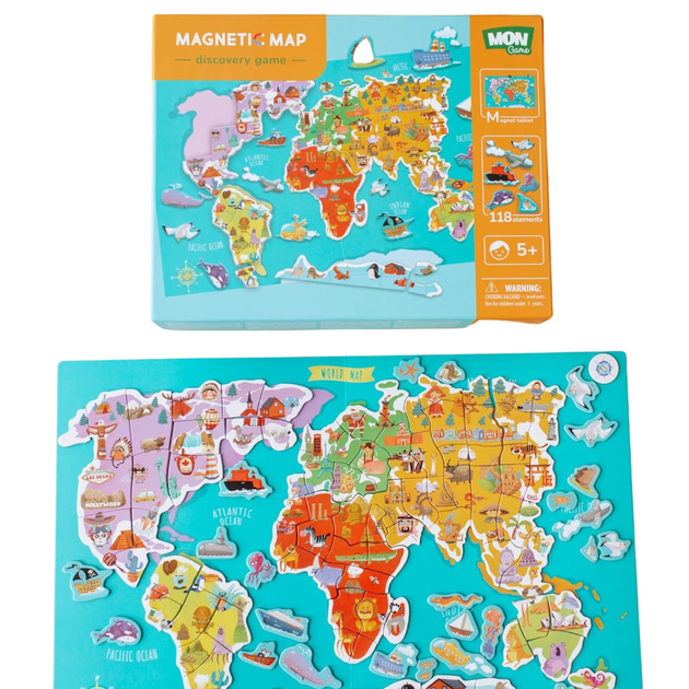 Puzzle DoDo magnetyczne - Mapa Świata 145 elementów (200201) (4820198243548) - obraz 3