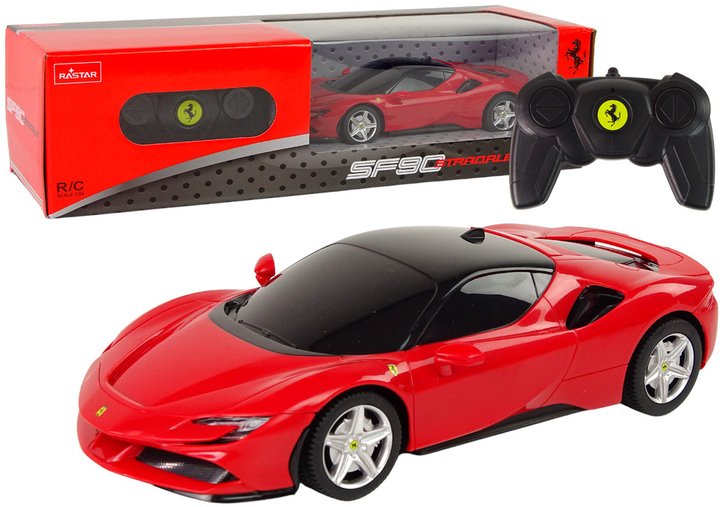 Samochód sportowy zdalnie sterowany Leantoys Ferrari SF90 1:24 Czerwony (5905323210578) - obraz 2