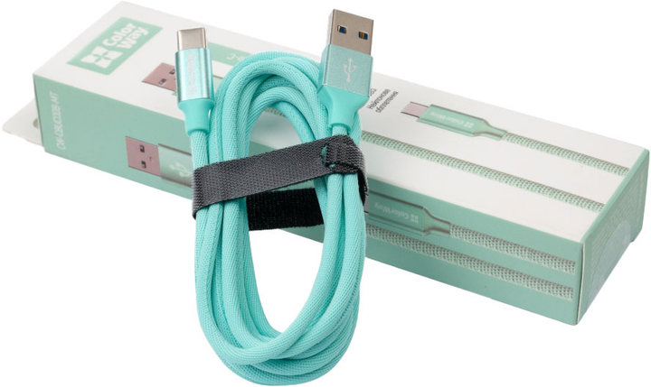 Кабель ColorWay USB Type-C 2.4A 2 m Mint (CW-CBUC008-MT) - зображення 5