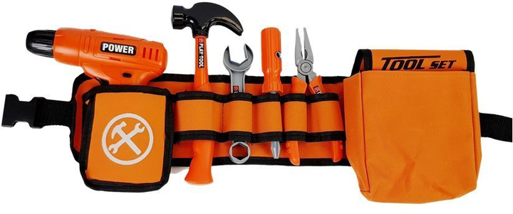 Zestaw narzędzi LEAN Toys Pas + Wiertarka + Śrubokręt + Szczypce + Młotek (5903802458572) - obraz 3
