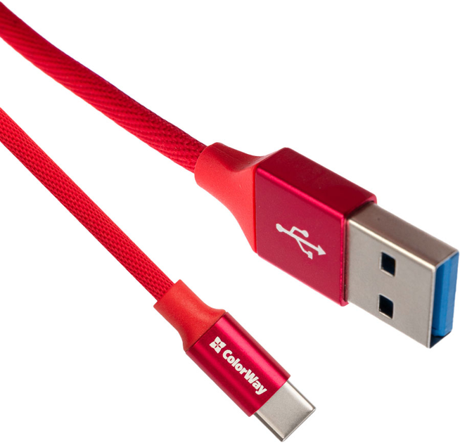 Kabel ColorWay USB-USB Type C 1 m Czerwony (4823094913010) - obraz 3