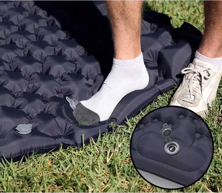 Туристичний надувний матрац Outdoor Sleeping з подушкою та вбудованим насосом ультралегкий каремат для кемпінгу походів риболовлі відпочинку водонепроникний складаний килимок 40D Nylon TPU 190x58x5 см для туристів та мандрівників - изображение 3