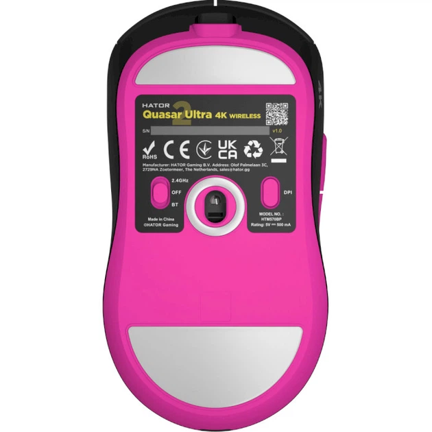 Мышь беспроводная Hator Quasar 2 Ultra 4K Wireless Black/Pink (HTM570BP) - Фото 3 Мышь беспроводная Hator Quasar 2 Ultra 4K Wireless Black/Pink (HTM570BP) - изображение 3
