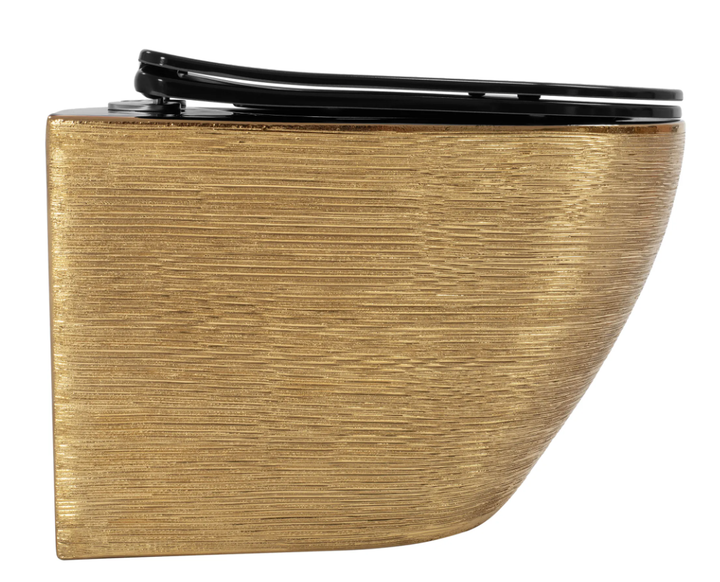 Підвісний унітаз REA CARLO FLAT BRUSHED GOLD BLACK золотий (REA-C3300) - зображення 3