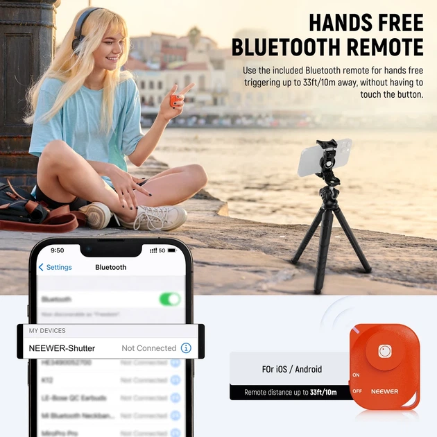 Гибкий мини-штатив для фотоаппарата, смартфона, экшн-камеры NEEWER TP35 с дистанционным управлением 29,5см - изображение 3