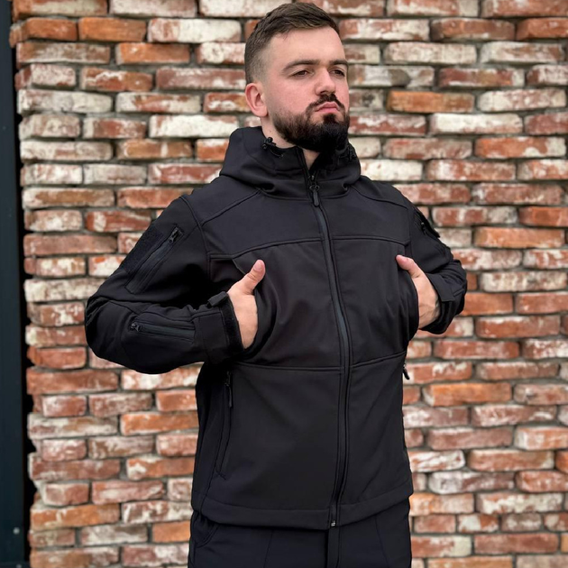 Тактический костюм Police Softshell Куртка на флисе и Брюки черный размер 4XL - изображение 2