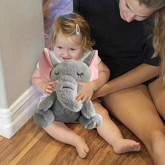 Інтерактивна м'яка іграшка-нічник дихаюча Слонік Elephant Сірий Заспокійлива плюшева іграшка Слонік - зображення 6
