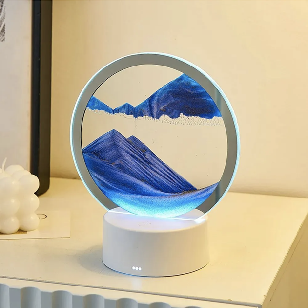 Песочный настольный 3D ночник 7 режимов песочная картина с подсветкой светильник сыпучие пески лампа Синий - изображение 7