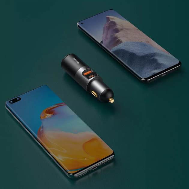 Автомобільний зарядний пристрій Baseus Share Together 120W з портом прикурювача QC4+ PD3.0 PPS (USB + Type-C) - Фото 9 Автомобільний зарядний пристрій Baseus Share Together 120W з портом прикурювача QC4+ PD3.0 PPS (USB + Type-C) - зображення 9