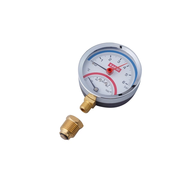 Термоманометр вертикальний Karro 1/2"х1/4" 80 мм KR-1086 - изображение 3