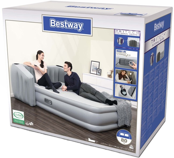 Łóżko dmuchane Bestway 67620 233 x 196 x 80 cm (6942138985665) - obraz 1