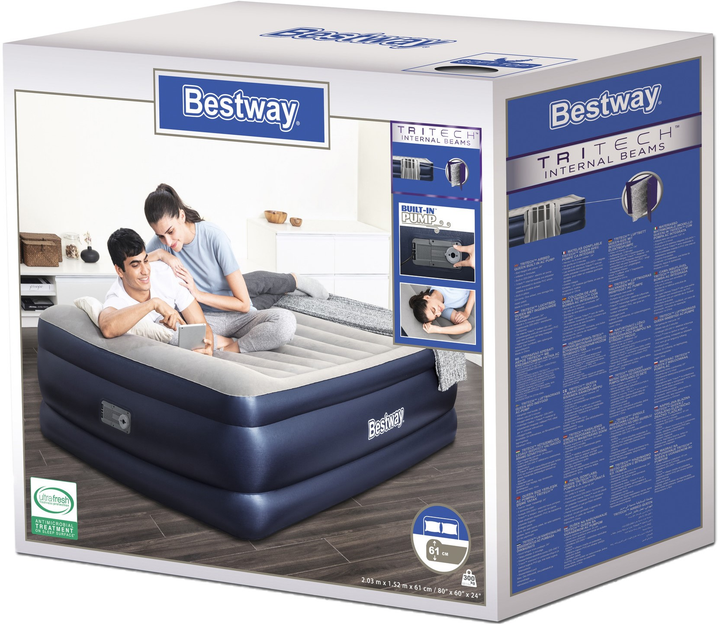 Надувне ліжко Bestway 67690 з помпою 203 x 152 x 61 см (6942138985757) - зображення 1