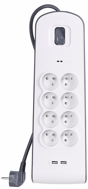 Сетевой фильтр Belkin Power Surge 8-port + 2 x USB-A 18W 900J 2 м Grey ...