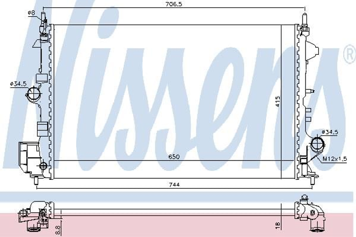 Радіатор охолодження OPEL VECTRA 2002- вир-во Nissens Nissens (630789) - зображення 1