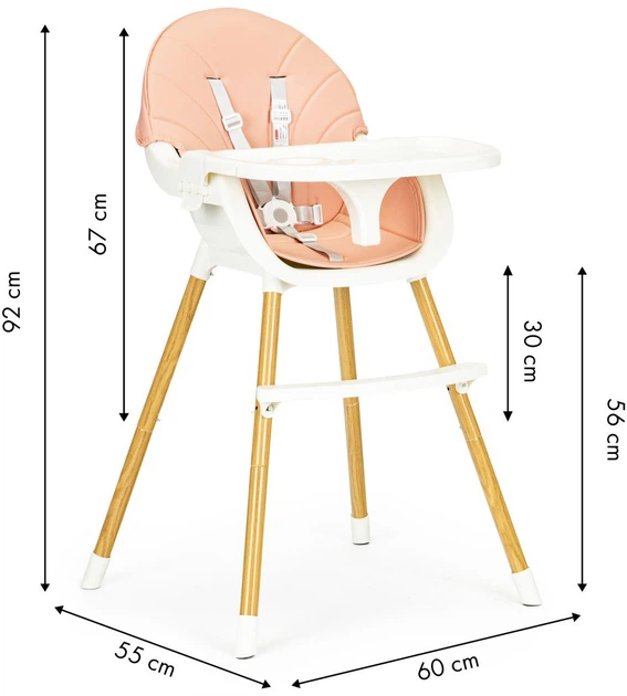 Стільчик для годування EcoToys 2 в 1 рожевий (HA-004 PINK) (5903769972203) - зображення 9