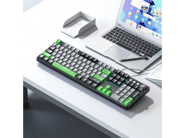 Клавіатура Aula Wind F2088 Pro Mechanical Black/Gray + 9 Green keys KRGD Blue USB EN/UA (6948391234892) - зображення 2