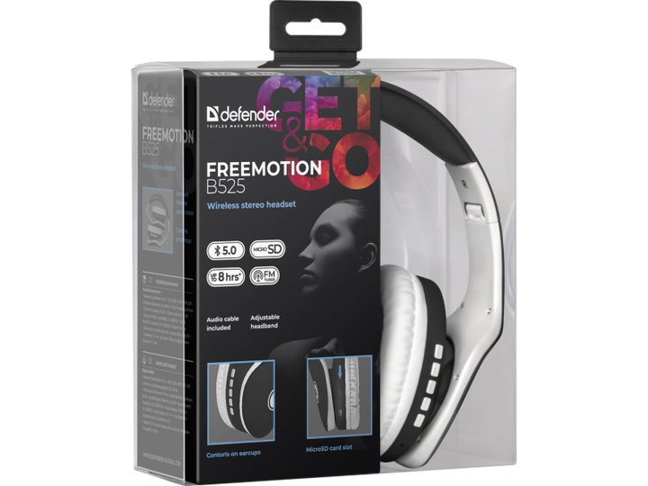 Гарнітура Defender FreeMotion B525 Black/White (63525) - Фото 5 Гарнітура Defender FreeMotion B525 Black/White (63525) - зображення 5
