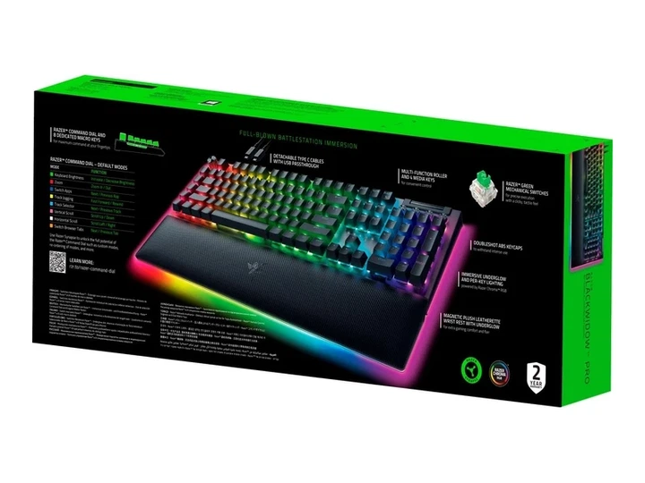 Клавіатура Razer BlackWidow V4 Pro Green Switch US (RZ03-04680100-R3M1) - зображення 6