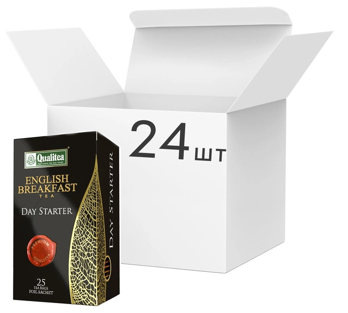 Акция на Упаковка чаю чорного пакетованого Qualitea Цейлон Англійський сніданок 24 шт по 25 пакетиків от Rozetka