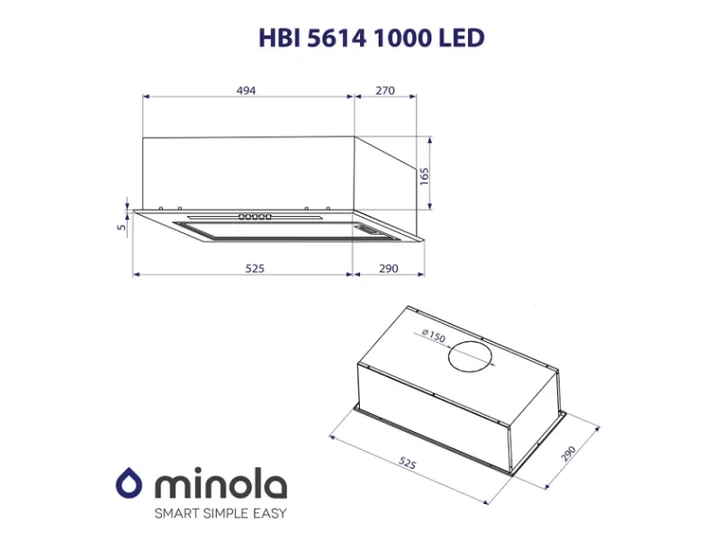 Витяжка Minola HBI 5614 WH 1000 LED - изображение 10