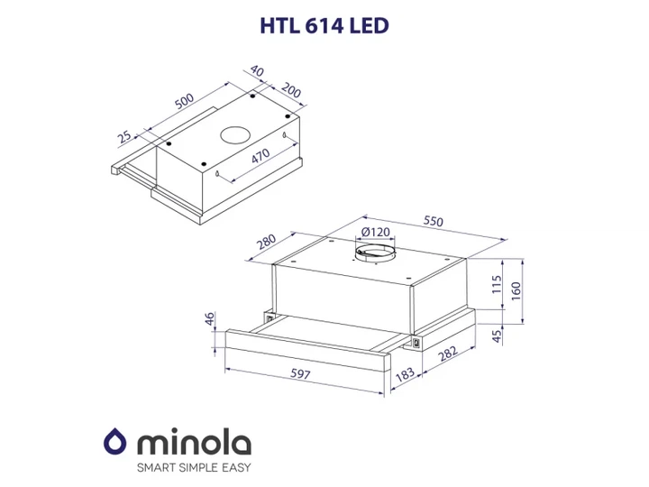 Витяжка плоска Minola HTL 614 WH 450 LED - зображення 2