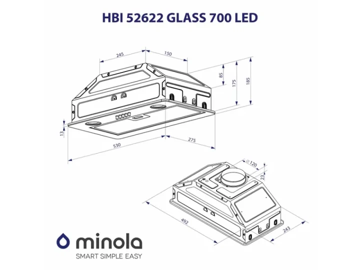 Витяжка Minola HBI 52622 BL GLASS 700 LED - Фото 10 Витяжка Minola HBI 52622 BL GLASS 700 LED - изображение 10