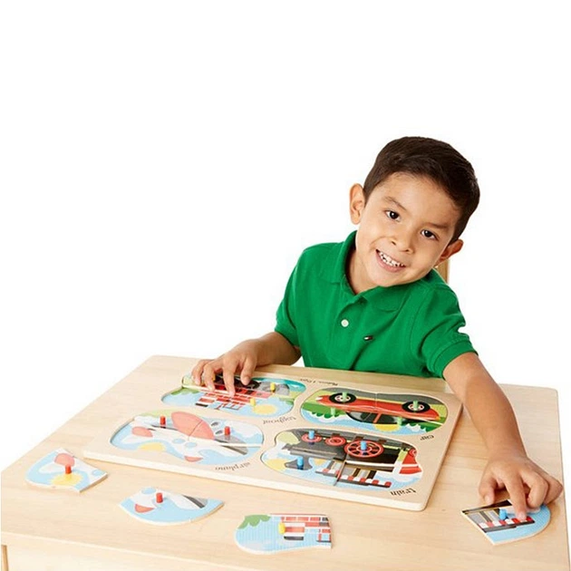 Дерев'яні пазли 4 в 1 "Транспорт" Melissa & Doug 4 пазли по 4 елементи MD9865 - Фото 3 Дерев'яні пазли 4 в 1 "Транспорт" Melissa & Doug 4 пазли по 4 елементи MD9865 - зображення 3
