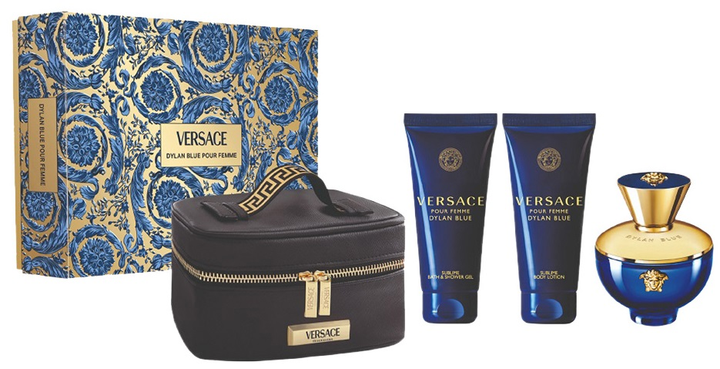 Zestaw prezentowy damski Versace Pour Femme Dylan Blue Woda perfumowana 100 ml + Żel pod prysznic 100 ml + Balsam do ciała 100 ml + Kosmetyczka (8011003893362) - obraz 1