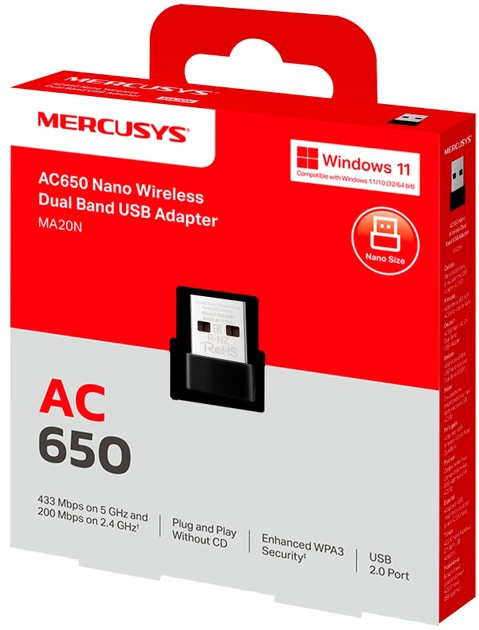 Wi-Fi адаптер Mercusys MA20N (6957939002053) - зображення 4