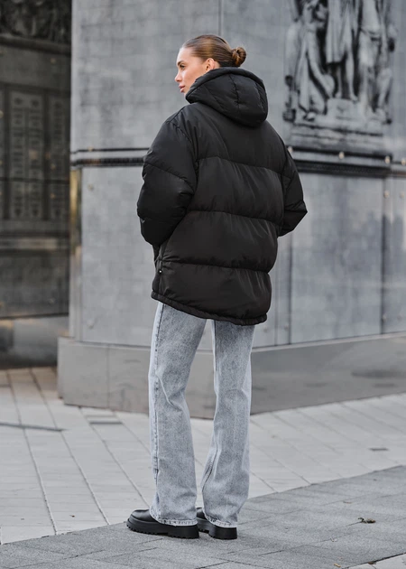Женская Зимняя Куртка Стаф Черная Оверсайз Короткая Staff Tr Black