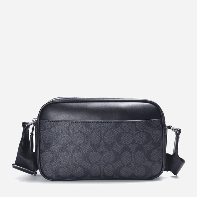 Сумка кросс-боди через плечо мужская из натуральной кожи Coach Graham Crossbody In Signature Canvas BG-COA-1 Черная (195031244568) - изображение 3