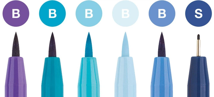 Zestaw linerów Faber-Castell do kaligrafii odcienie niebieskiego 6 szt (4005402671236) - obraz 3