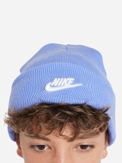 Детская демисезонная шапка-бини Nike K Nk Peak Beanie Tc Fut HF5498-478 54-56 см One Size Голубая (197601453356) - изображение 3