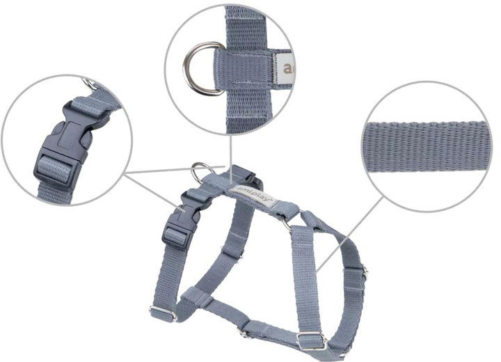 Szelki regulowane dla psa Amiplay Samba Guard M Szare (5907563279094) - obraz 3
