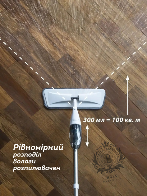 Швабра Water Spray Mop с распылителем воды для влажной и сухой уборки,с насадкой из микрофибры Белый с серым - изображение 8