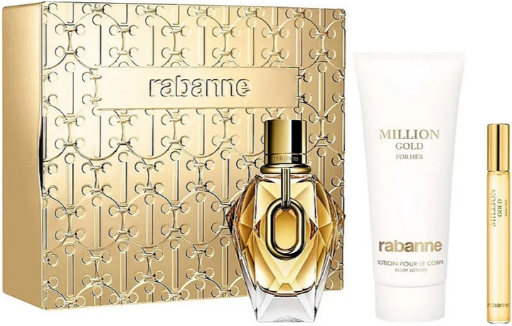 Zestaw prezentowy damski Paco Rabanne Million Gold Woda perfumowana 90 ml + Woda perfumowana 10 ml + Balsam do ciała 100 ml (3349668635351) - obraz 1