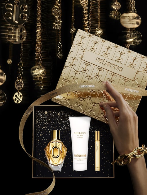Подарунковий набір для жінок Paco Rabanne Million Gold Парфумована вода 90 мл + Парфумована вода 10 мл + Лосьйон для тіла 100 мл (3349668635351) - зображення 3