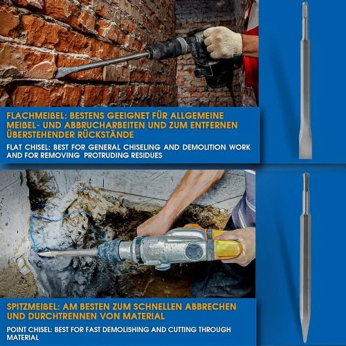 Набор зубил S&R Meister sds-plus 4 шт в тубусе (114504250) - Фото 9 Набор зубил S&R Meister sds-plus 4 шт в тубусе (114504250) - изображение 9