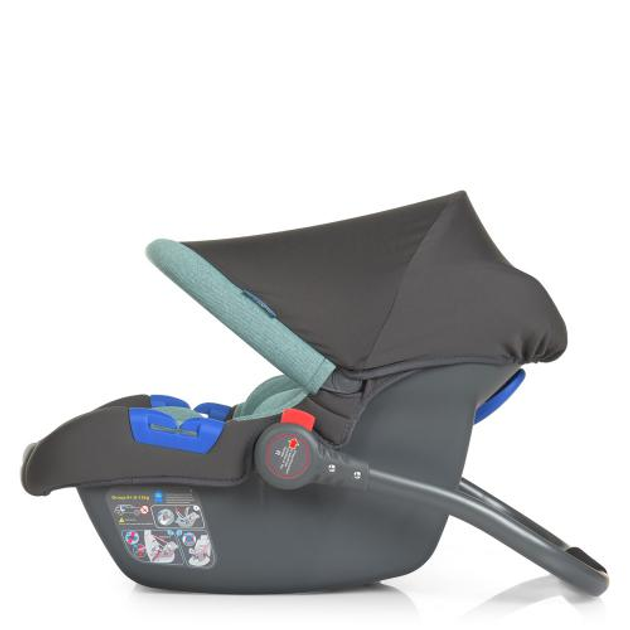 Дитяче автокрісло EL CAMINO ME 1043 NEWBORN+ Штатний ремінь, група 0+, 0-13 кг, 5-точкові ремені зелений - изображение 3