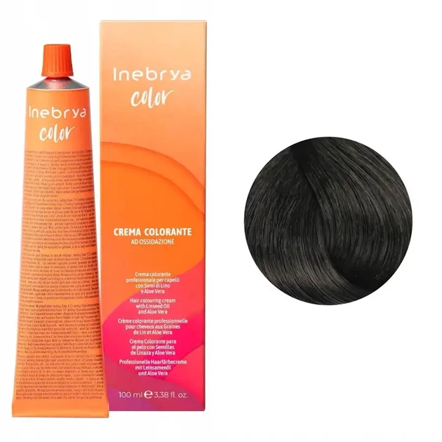 Крем-фарба для волосся Inebrya Color Linseed Oil and Aloe Vera 5/11 світло-каштановий інтенсивний попелястий 100 м - зображення 2