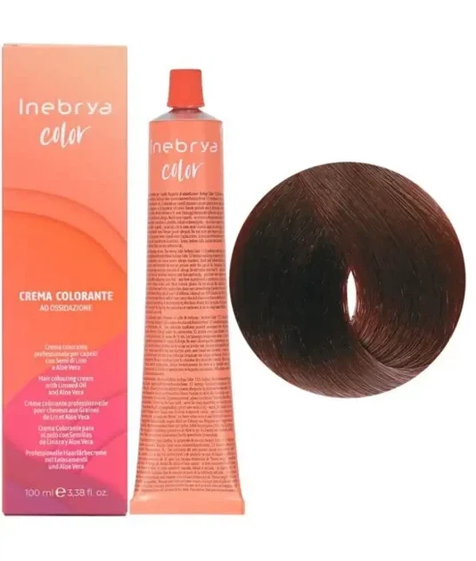 Крем-фарба для волосся Inebrya Color Linseed Oil and Aloe Vera 5/5 світлий каштан махагоновий 100 мл - зображення 2