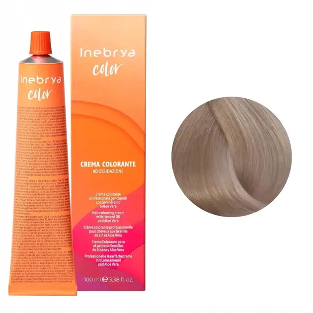 Крем-краска для волос Inebrya Color Linseed Oil and Aloe Vera 12/22 очень светлый блондин платиновый 100 мл - Фото 2 Крем-краска для волос Inebrya Color Linseed Oil and Aloe Vera 12/22 очень светлый блондин платиновый 100 мл - изображение 2