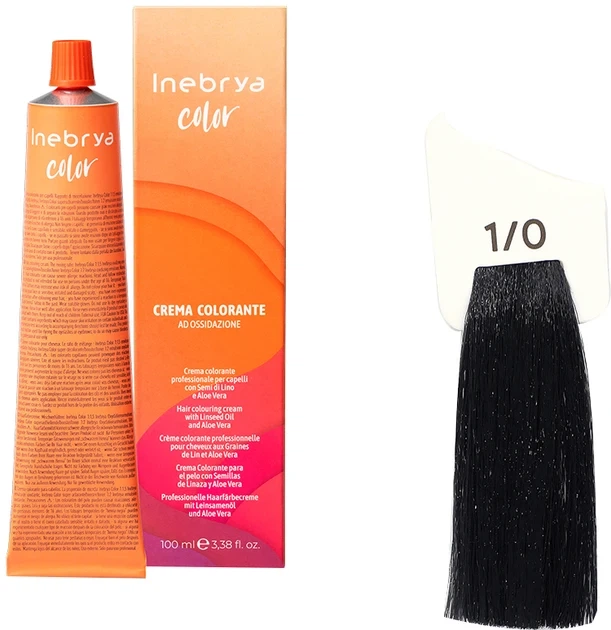 Крем-фарба для волосся Inebrya Color Linseed Oil and Aloe Vera 1/0 Black 100 мл - зображення 2