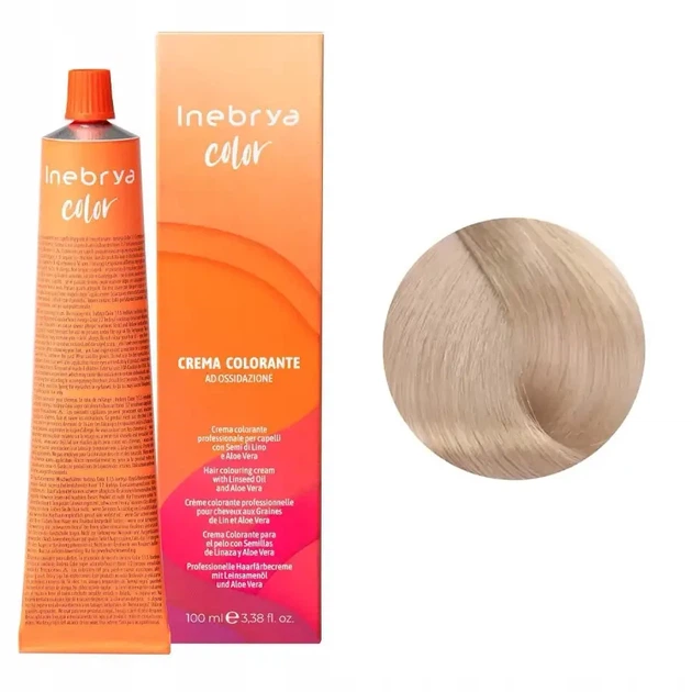 Крем-фарба для волосся Inebrya Color Linseed Oil and Aloe Vera 10/13 платиновий попелясто-золотистий блондин 100 - зображення 2