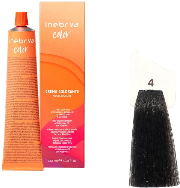 Крем-фарба для волосся Inebrya Color Linseed Oil and Aloe Vera 4 Pure Chestnut 100 мл - Фото 2 Крем-фарба для волосся Inebrya Color Linseed Oil and Aloe Vera 4 Pure Chestnut 100 мл - зображення 2
