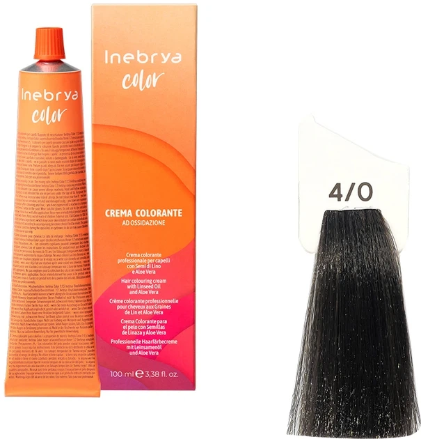 Крем-фарба для волосся Inebrya Color Linseed Oil and Aloe Vera 4/0 Chestnut 100 мл - зображення 2