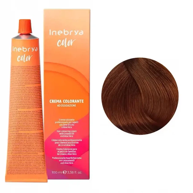 Крем-краска для волос Inebrya Color Linseed Oil and Aloe Vera 8/4 светло-русый медный 100мл - Фото 2 Крем-краска для волос Inebrya Color Linseed Oil and Aloe Vera 8/4 светло-русый медный 100мл - изображение 2