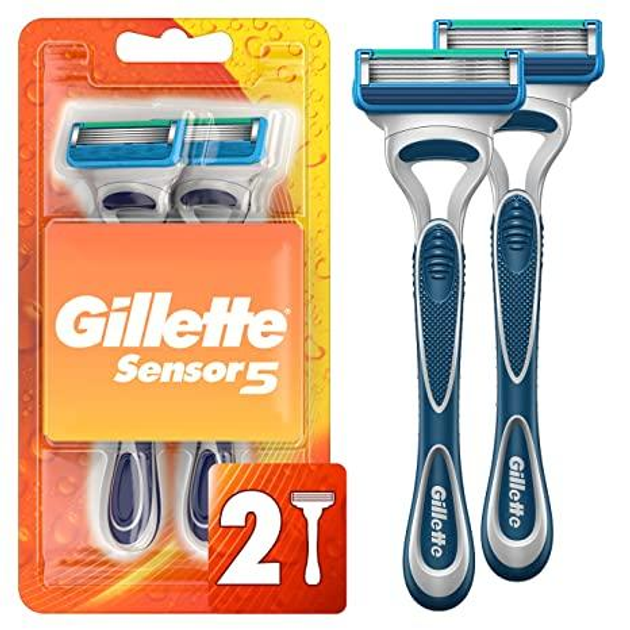 Верстат без змінного леза Gillette Sensor 5 Mens 5 Blade Razors (2 pack) NEW - зображення 1