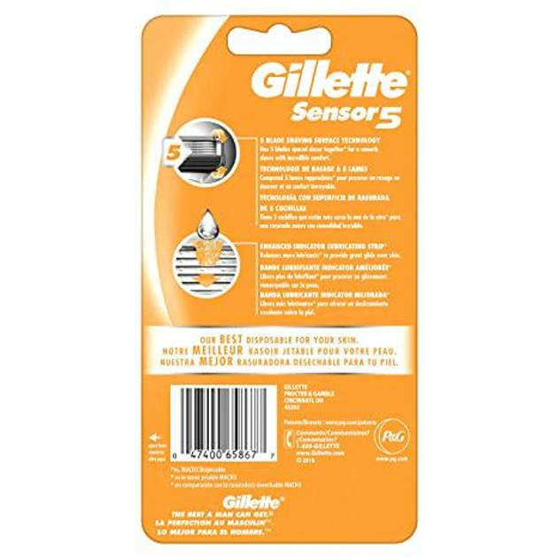 Верстат без змінного леза Gillette Sensor 5 Mens 5 Blade Razors (2 pack) NEW - зображення 2